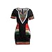 Women Traditional African Print Dashiki Bodycon Short Sleeve Dress Red 3XL