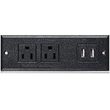 Desktop Power Grommet 2-Socket and 2-USB Flat Design (Black)