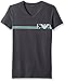 Emporio Armani Men's Pop Stripe Eagle V-Neck T-Shirt, Anthracite, Medium