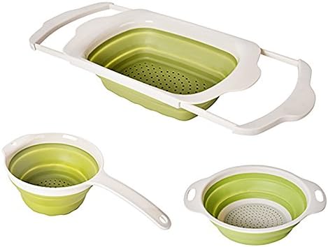 Welland Collapsible Silicone Colander Set - Foldable Colander - Folding Strainer Colander
