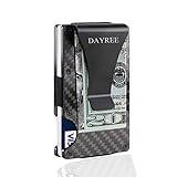 Credit Card Holder, Dayree Carbon Fiber Slim Front Pocket Wallet RFID Blocking Mens Money Clip Matte Finish