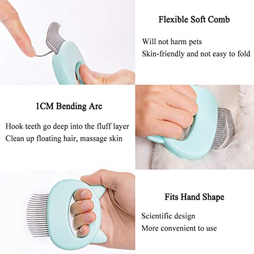 Leos Paw Pet Cat Hair Removal Massaging Shell Comb Comfy Deshedding Brush for Grooming and Shedding Short Hair Dog Hair Remover Massage Comb Slicker Hair Removal Cleaning Undercoat Brush Tool (Green)