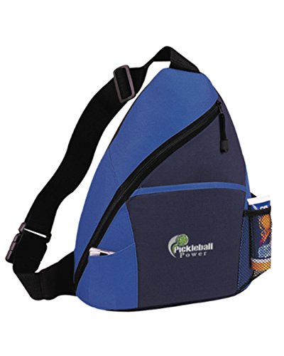 Pickleball Sling Bag - New - A top Value Sport Sling Bag with a Perfect Mix of Size & Durability! - New/Embroidered - Carry Pickleball Paddles - Black/Navy/Royal Blue