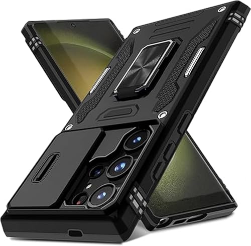 ELEPIK Samsung Galaxy S25 Ultra Case with Camera Cover,Samsung S25 Ultra Cover Pass 16ft Drop Test Military Grade Heavy Duty Protective Phone Case with Kickstand (Black)