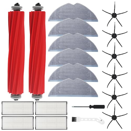 20 pieces accessories for Roborock S7, S7 MaxV, S7 MaxV Ultra, S7 Plus, S7 Pro Ultra, including 2 main brushes, 6 mops, 6 side brushes, 4 filters, 1 screwdriver and 1 cleaning brush