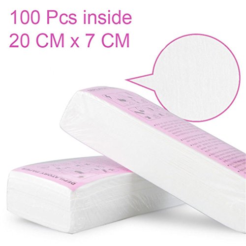 UHBGT Hair Removal Wax Strips, 100pcs Disposable Non-Woven Waxing Strips Portable Wax Strips Hair Removal Body and Facial Depilatory Paper - Thumbnail 2