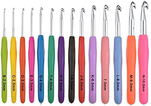 14 Pcs Ergonomic Extra Long Sewing Needles Soft Grip Handles Crochet Hooks Set