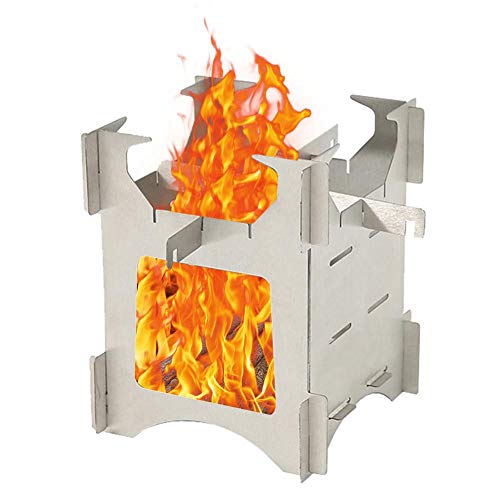 S WIDEN ELECTRIC Portable Foldable Camping Stove, Backpacking Stove, Stainless Steel Firewood Burning Card Furnace for Outdoor Picnic BBQ Camp Hiking Cooking