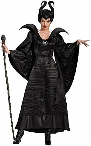 Women's Sexy 3 PCS Maleficent Witch Queen Halloween Costume Adult Party Fancy Cosplay Costume Dress