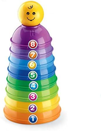 Set of 8 Stack &amp; Roll Cups, KAWO Multicolored Stack &amp; Sort Cups Game Rattle Design with Lovely Sound Jingle Ball Stacking Quick Cups