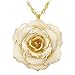 DEFAITH Real Rose Pendant Necklace 24K Gold Dipped, Best Gifts for her Wife Girlfriend Mother Women for Anniversary Valentine's Day Birthday