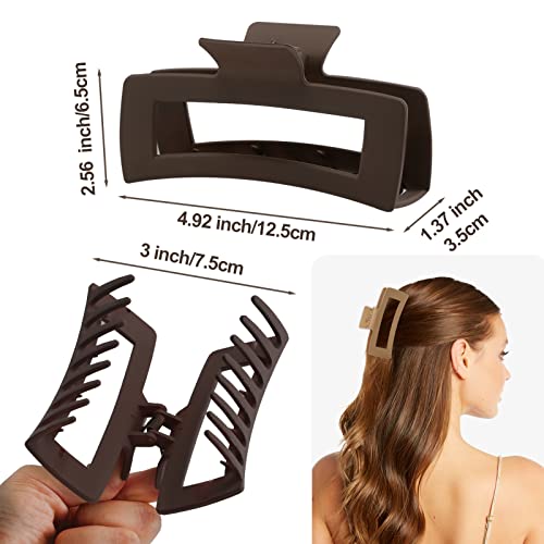 5 Inch Extra Large Hair Clips, Big Hair Clips for Thick Long Curly Hair, Strong Hold Jaw Clip Oversized Non-slip Square Hair Clips for Women & Girls, Durable Matte XL Jumbo Claw Clips, Hair Accessories with Multi Color, 6 Pack