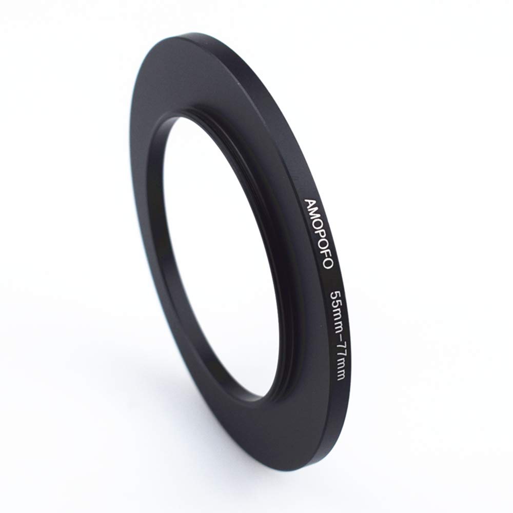 55mm to 77mm Step-Up Lens Adapter Ring For Filters, Made Of CNC Machined space aluminum With Matte Black Electroplated Finish,Compatible All 55mm Camera Lenses &77mm UV CPL Filter Accessory