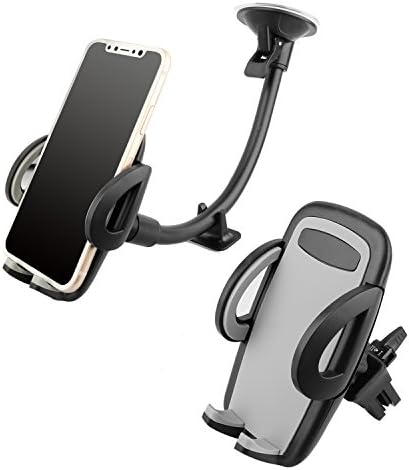 Universal Long Arm Phone Mount Cradle with Suction Cup for Windshield Dashboard, and Car Air Vent Cell Phone Mount Holder for iPhone, Android Devices, 360 Degree Rotation &amp; Stronger Suction