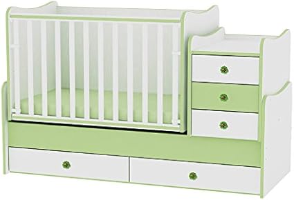 Lit Bebe Evolutif Combine Maxi Plus Blanc Vert Lorelli Le Lit Se Transforme En Lit D Adolescent Bureau Armoire Multifonction Amazon Fr Bebes Puericulture