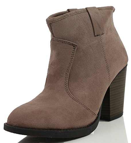 SODA Women's Albert Faux Suede Cowboy Pull-Tab Stacked Heels Ankle Booties, Black, 6.5 M US - //medicalbooks.filipinodoctors.org