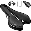 SPGOOD Fietszadel voor dames en heren, comfortabel, breed, zacht, gel, ergonomisch fietszadel met overtrek en…