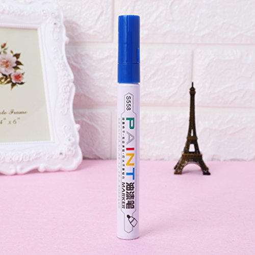 Aixia Waterproof Permanent Paint Marker Pen Tire Metal Outdoor Marking Oil-Ink Pens (Blue)