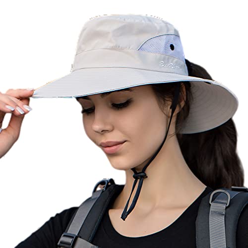 Women's Sun Hat with PonytailHole Fishing Hat Beach Hat UV Protection Foldable Hat for Outdoor