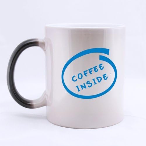 Special Design Blue Cute "Coffee Inside" (Twin Side) Magic Surprise Color Changing Mug Morphing Coffee/Tea Mug (11 Oz)