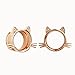 KUBOOZ(1 Pair Cute Rose-Gold Kitten Ear Plugs Tunnels Gauges Stretcher Piercings.
