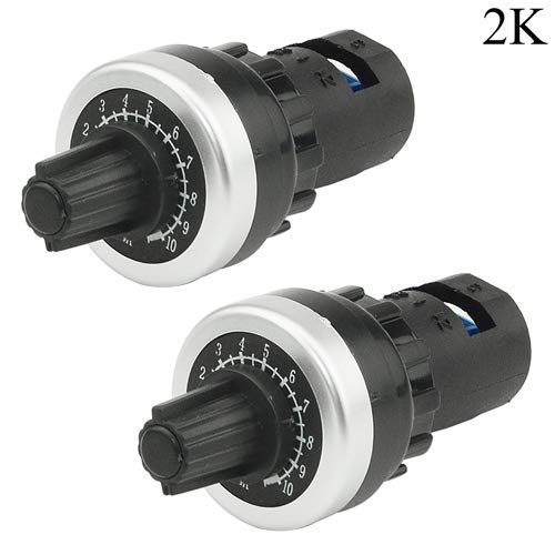 WMYCONGCONG 2 PCS LA42DWQ-22 22mm 2K Ohm Variable Speed Drive Potentiometer Rotary Potentiometer Inverter Converter (2K)