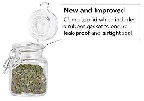 Stock Your Home 3 Oz Airtight Glass Jar with Leak Proof Rubber Gasket and Hinged Lid for Home and Kitchen, Multi-purpose Container for Herbs, Spices, Arts and Crafts Storage and Gift Holder, 24 Pack
