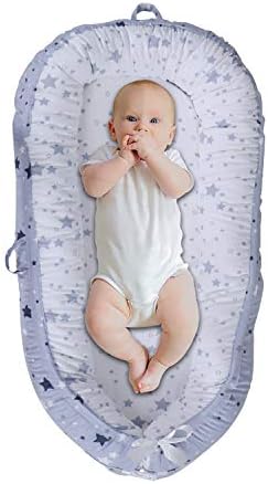 Windream Portable Crib for Bedroom/Travel Blue Star-Newborn Baby Bassinet for Lounger/Nest/Sleep Pod/Cot Bed Breathable & Hypoallergenic Co-Sleeping Baby(0-24 Months)