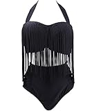 Mysuntown Womens Plus Size Retro High Waist Two Piece Bikini Swimwear