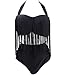 Mysuntown Women's Plus Size Retro High Waist Padded Bikini Braided Fringe Top Swimwear (2X-Large,Black)