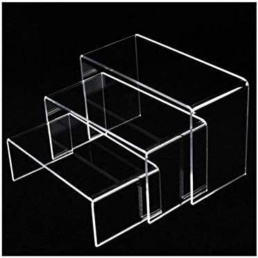 3 Acrylic Riser, Acrylic Riser Showcase, Medium Low Profile Riser 3pcs Set in Clear Acrylic, Display Stand for Jewelry Pedestal, Cosmetic Display Stand, Shoe Rack Accessories Stand