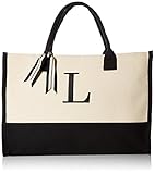 Mud Pie L-Initial Canvas Tote