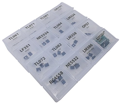 SMD Opamp Assortment 45 pcs, SOP, SOP-8, TL061, TL07, TL081, UA741, LF351, NE5534, TL08, LM324, TL072, TL082, LM358, OP07, RC4558, NE5532, LM386