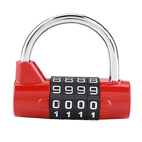 Sonew 4 Dial Digit Code Combination Padlock, Gym Locker, Security Password Lock for Gym, School, Employee Locker Travel Suitcase(Red)