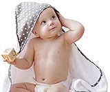 Premium Bamboo Baby Hooded Towel, Extra Soft and Large 35x35, Hypoallergenic, Sized for Toddler, Boys, Girls, Polka Dot