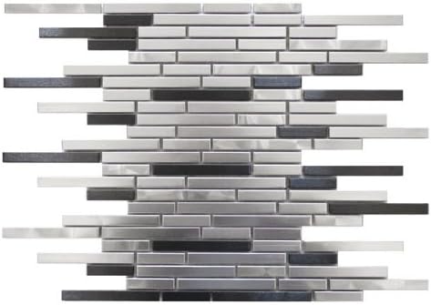 Thin Stainless Brick Mosaic - Silver And Black - Kitchen Backsplash/Bathroom Wall/Home Decor/Fireplace Surround