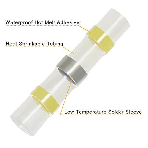 90pcs Solder Seal Heat Shrink Butt Connectors Waterproof Marine Automotive Electrical Butt Terminals Wire Connector Set (4 colors/4 sizes) - Thumbnail 3