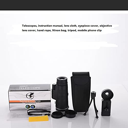 H-THINK Monocular Telescope, 40X60 High Definition Monocular and Smartphone Holder & Tripod, high Power Monocular with Durable and Clear BAK4 Prism for Bird Watching,Camping, Hiking (Telescopic stand)