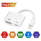 Lightning to USB Camera Adapter, Lightning to USB 3.0 Female OTG Adapter Cable With Charging Interface for iPhone iPad,No App Required[support iOS 9.3 and above up to the newest iOS 11.3]