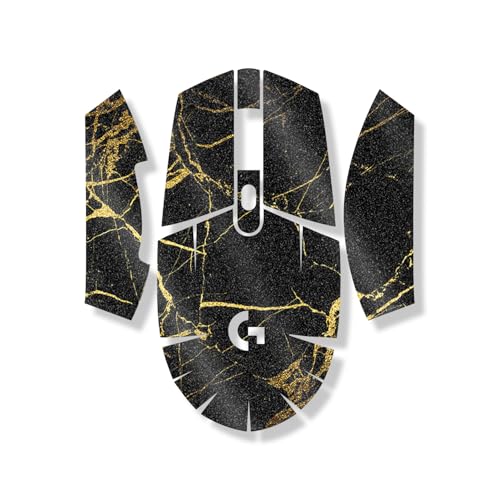Glossy Glitter Mouse Skin Compatible with Logitech G305 Lightspeed - Black Gold…