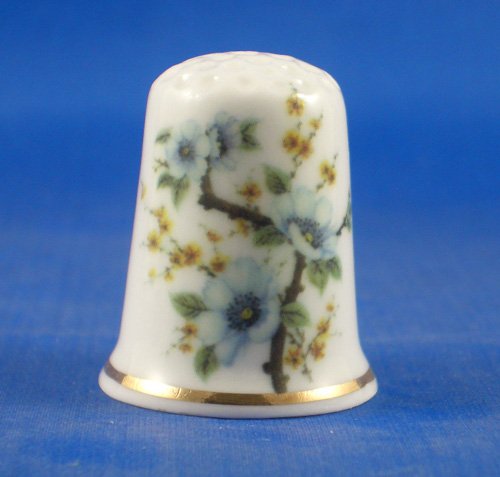 Porcelain China Collectable Thimble - Japanese Hibiscus Blossom with Free Gift Box