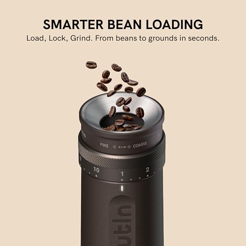 OutIn Fino Portable Electric Coffee Grinder,Adjustable Coffee Bean Grinder with 28 Precise Grind Setting,One-Button Burr Coffee Grinder with Fast‑Charge Battery, Auto‑Stop & Clog‑Protection,White