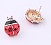 Acefeel 18K Gold Plated Adorable Red Enamel Lucky Ladybug Stud Earrings for Women's Gift E131