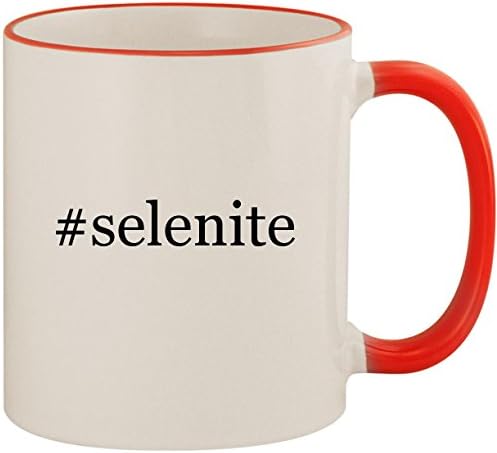 #selenite - 11oz Ceramic Colored Handle & Rim Coffee Mug Cup, Red