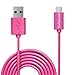 Micro USB Cables, Techoland Colorful [3 Pack] Premium 3ft Charging Cord and Data Sync Cable for Micro USB Connecting Devices (Pink/Purple/Blue)