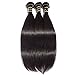 Rechoo 6A Grade Brazilian Virgin Remy Hair Bundles Straight, Rechoo Hair Weave Unprocessed Human Hair Extension Silky Straight 3 Bundles 300g Natural Black 14