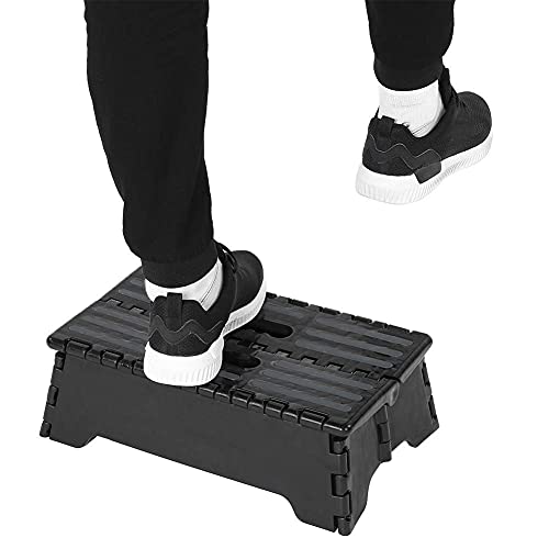Portable Folding Step Stool for Children, Elderly, Disabled Adults - Large 38x21.5x13cm Non-slip Shower Stool With Carry Handle - 300lbs Load Capacity for Travel, Bathroom, Car