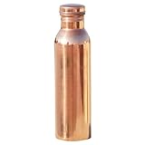 Fijoo Copper Water Bottle - Large Capacity Thermos Flask - Handmade Joint Free & Leak Proof - Ayurvedic Purity Health Benefits - Great for Sports, Gym, Yoga & Travel 34oz 1000ml