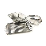 Yukon Glory 3-Piece Mini BBQ Grill Baskets Accessory Set for Grilling Vegetables, Chicken Pieces etc