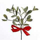Kurt Adler Artificial Mistletoe Pick with Red Bow